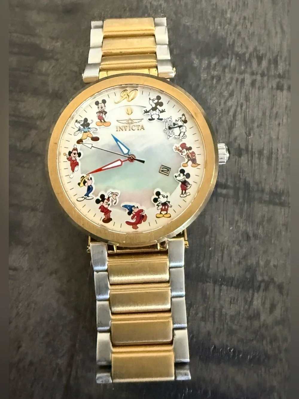 Invicta Two-Tone Gold & Silver Mickey Mouse Dial Watch (battery not included)